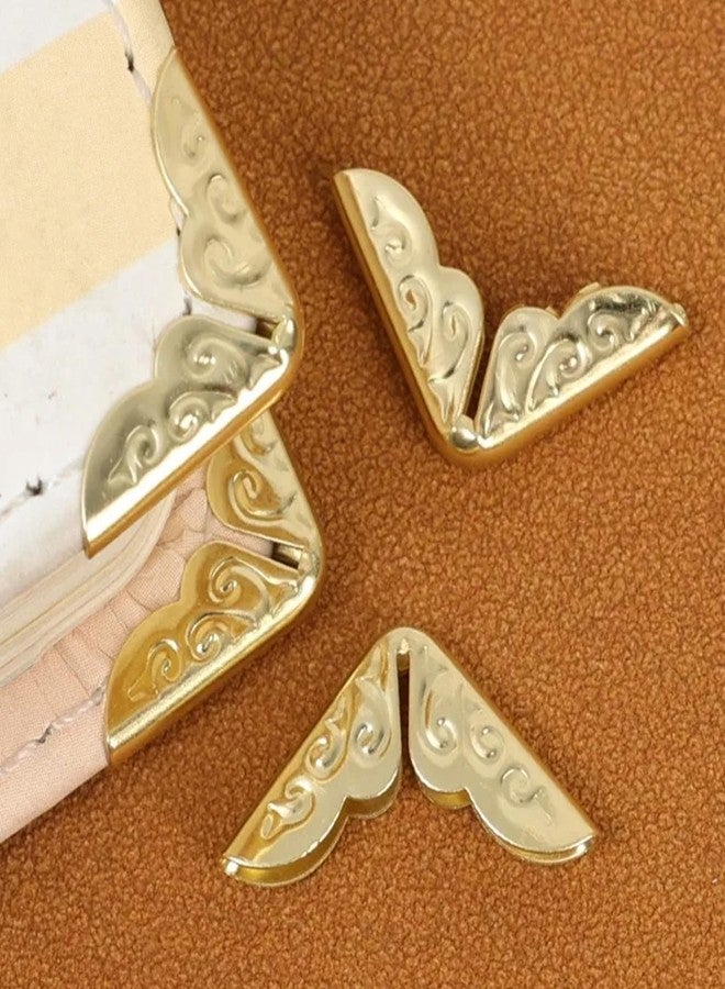 LINYUEARUI 100 PCS Vintage Book Corner Protector Metal,Corner Cover for Scrapbook,Protector File Folder Corner,Decorative for Scrapbook Album Men,for Crafting Scrapbooking Photo Angle Book Cover Menus-Gold - Image 3